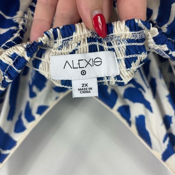 ALEXIS X TARGET BLUE BOTANICAL TIE STRAP ASYMMETRICAL HEM DRESS 2x - Picture 5 of 6